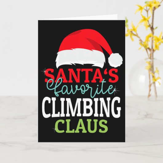 Santa's Favorite Xmas Climbing Christmas Claus Pjs カード (黄色い花)