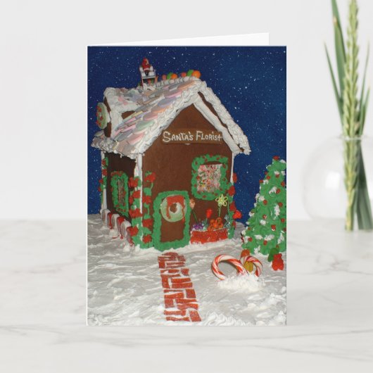 Santa's Florist Gingerbread House Card シーズンカード (正面)