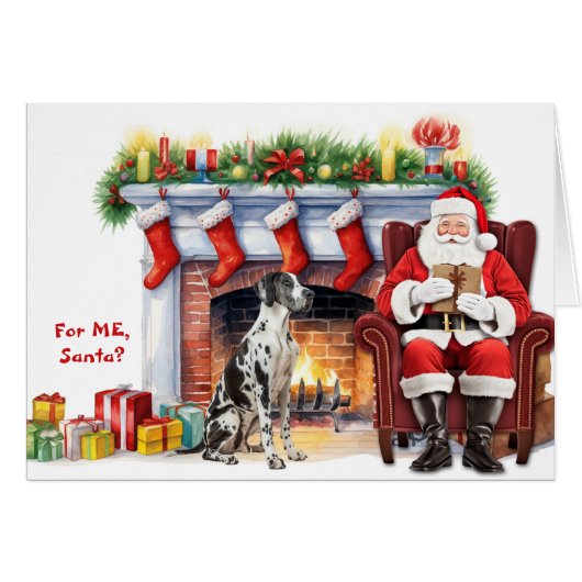 Santa's Gift Black White Great Dane Dog Christmas (正面横)