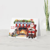 Santa's Gift German Wirehaired Pointer Christmas シーズンカード (正面)