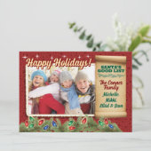 Santa's Good Listクリスマスフォトカード 招待状 (スタンド正面)