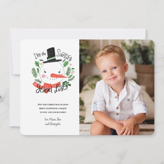 Santa's Good Listフォトグリーティングカード シーズンカード (正面)
