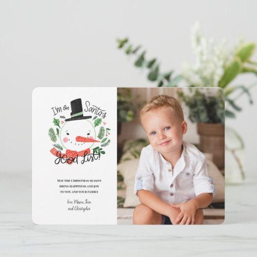 Santa's Good Listフォトグリーティングカード シーズンカード (スタンド正面)