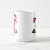 Santa's hat Monogram initial T merry Christmas  コーヒーマグカップ (中央)