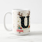Santa's hat Monogrogram initial U merry Christmas  コーヒーマグカップ (左)