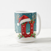Santa's hat Monogrogram initial U merry Christmas コーヒーマグカップ (正面右)