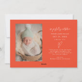 Santa's Helper Christmas Red Birth Announcement シーズンカード (裏面)