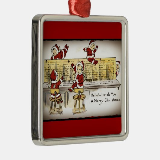 Santa's Helpers on a Switchboard メタルオーナメント (右)
