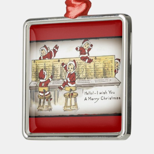 Santa's Helpers on a Switchboard メタルオーナメント (左)