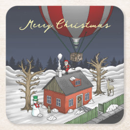 Santa's Hot Air Balloon スクエアペーパーコースター