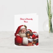 SANTA'S LAP DACHSHUND CHRISTMAS CARD カード (正面)