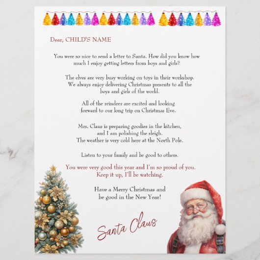 Santa's Letter to Children Christmas Lights Tree (正面)