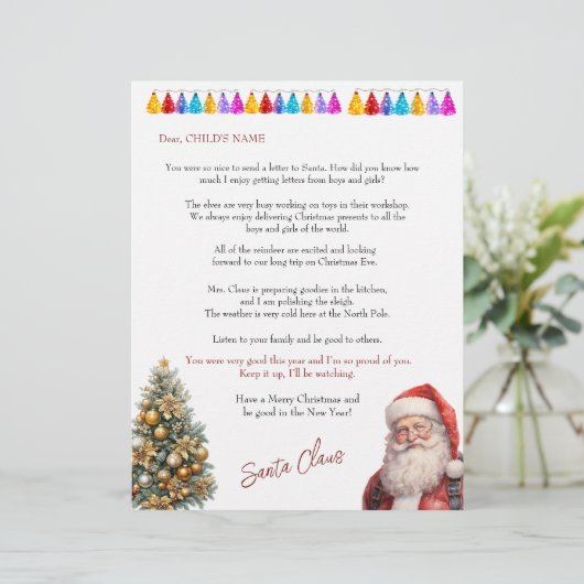 Santa's Letter to Children Christmas Lights Tree (スタンド正面)