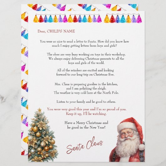 Santa's Letter to Children Christmas Lights Tree (正面/裏面)