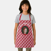 Santa's Little Baker kids ginghamクリスマスフォト エプロン (インサイチュ)