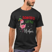 santa's little helper flamingo elf merry christmas tシャツ (正面)