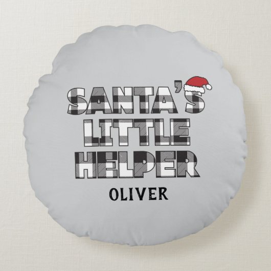 Santa's Little Helper Personalized  ラウンドクッション (正面)