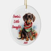 Santa's Little Snuggler: Watercolor  セラミックオーナメント (右)