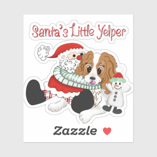 Santa's Little Yelper Cavalier King Charles  シール (シート)