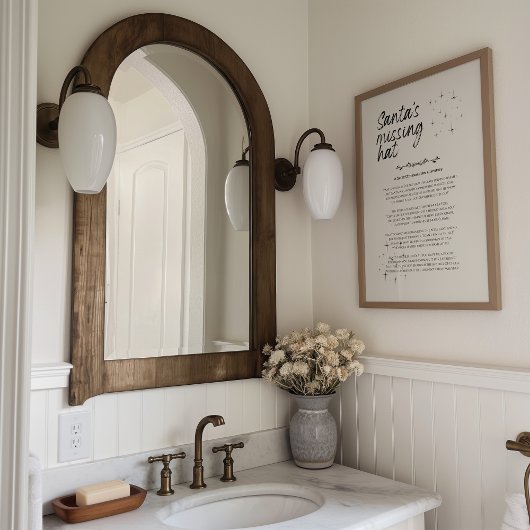 Santa's Missing Hat Funny Christmas Print ポスター