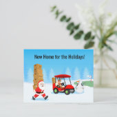 Santa's Moving Boxes with Reindeer on Golf Course シーズンポストカード (スタンド正面)