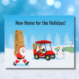 Santa's Moving Boxes with Reindeer on Golf Course 案内ポストカード