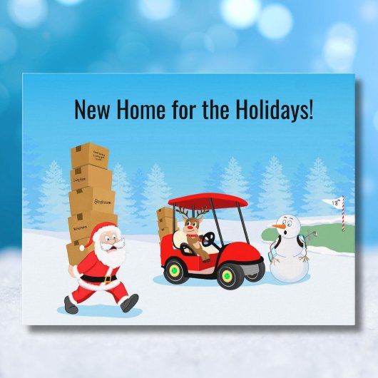 Santa's Moving Boxes with Reindeer on Golf Course 案内ポストカード