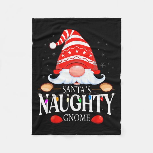 Santa's Naughty Gnome Matching Christmas Pajama フリースブランケット (正面)