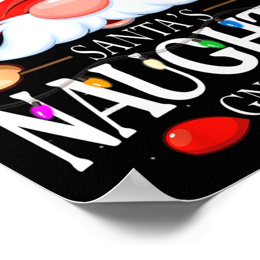 Santa's Naughty Gnome Matching Christmas Pajama  ポスター (角)