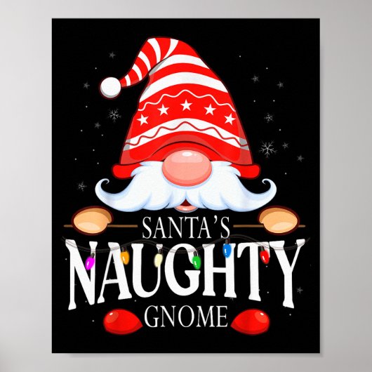 Santa's Naughty Gnome Matching Christmas Pajama ポスター (正面)