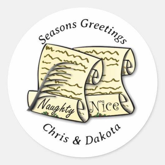 Santa's Naughty List Christmas ラウンドシール (正面)