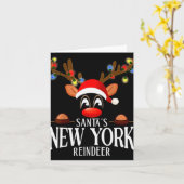 Santas New York Reindeer Funny Xmas Matching Pjs  カード (黄色い花)