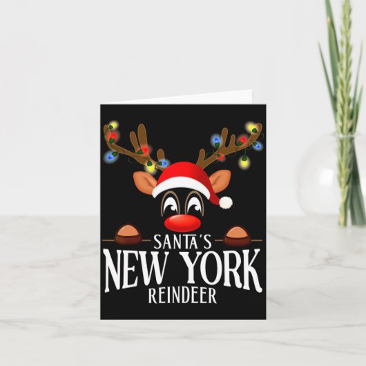 Santas New York Reindeer Funny Xmas Matching Pjs  カード (正面)