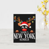 Santas New York Reindeer Funny Xmas Matching Pjs  カード (黄色い花)