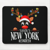 Santas New York Reindeer Funny Xmas Matching Pjs マウスパッド (正面)