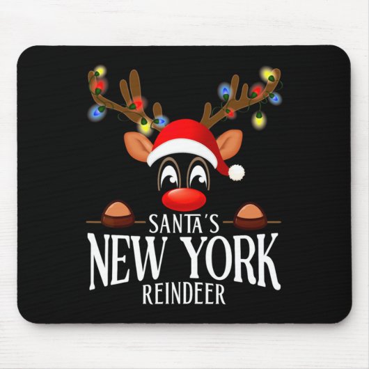Santas New York Reindeer Funny Xmas Matching Pjs マウスパッド (正面)