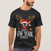 Santas New York Reindeer Funny Xmas Matching Pjs Tシャツ (正面)