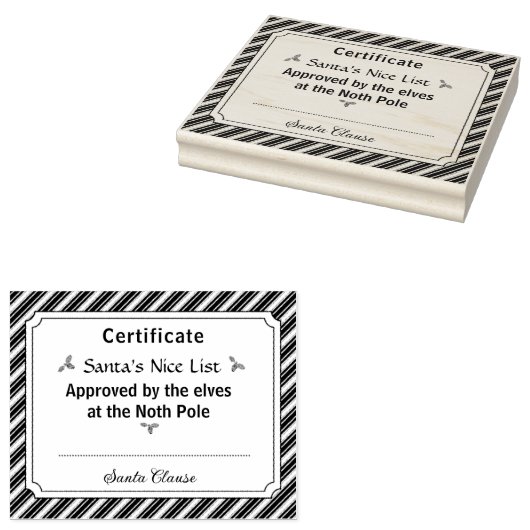 Santa's Nice List Certificate Wood Art Stamp ラバースタンプ (押印)