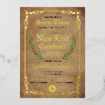 Santa's Nice List Foil証明書