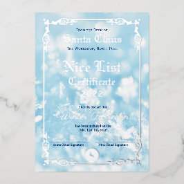 Santa's Nice List Foil Certificate Foil Invitation 箔招待状