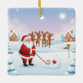 Santa's North Pole Holiday Golfing Fun  セラミックオーナメント (正面)
