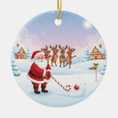 Santa's North Pole Holiday Golfing Fun  セラミックオーナメント (正面)