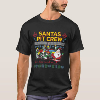 Santa's Pit Crew Race Car Ugly Christmas Tシャツ