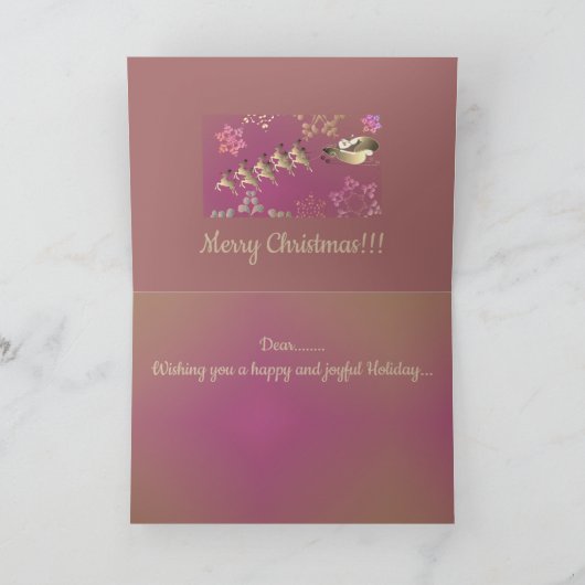 Santa's Reindeer and Snowflakes Card カード (内部)