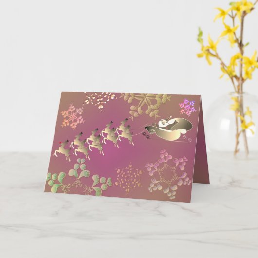 Santa's Reindeer and Snowflakes Card カード (黄色い花)