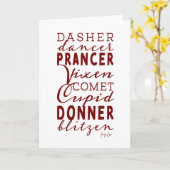 Santa's Reindeer Name List Holiday Christmas Card カード (黄色い花)