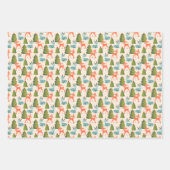 Santa's Reindeer, Retro Christmas Baubles, Plaid ラッピングペーパーシート (正面)
