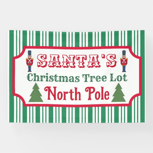 Santa's Retro Christmas Tree Lot Sign Banner 横断幕 (横)