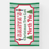 Santa's Retro Christmas Tree Lot Sign Banner 横断幕 (縦)