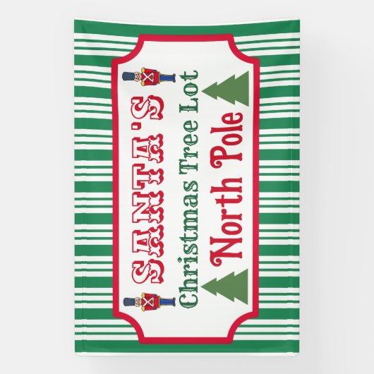 Santa's Retro Christmas Tree Lot Sign Banner 横断幕 (縦)